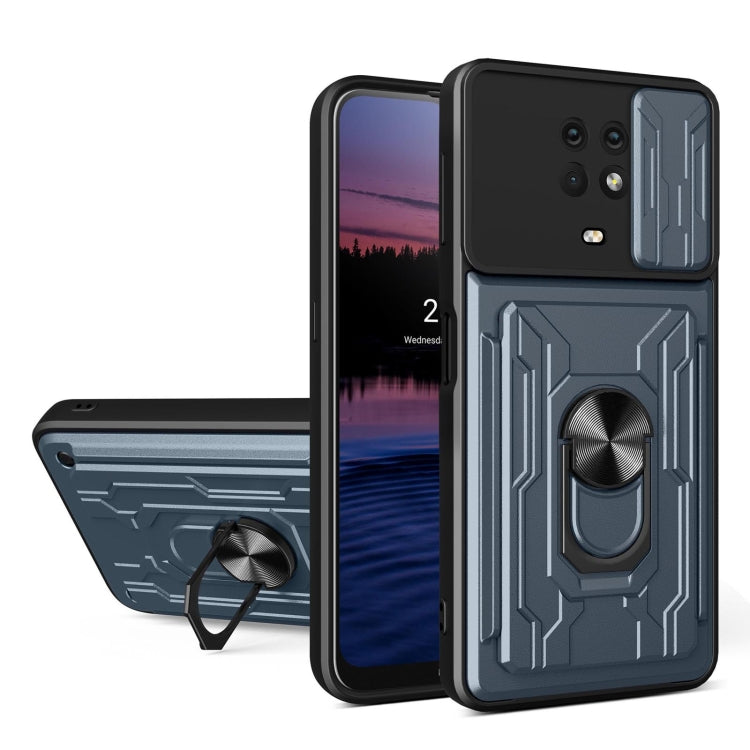 Dark gray sliding camshield card case with camera shield and ring holder