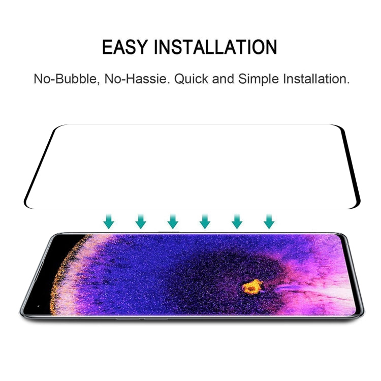 Curved-edge tempered glass screen protector for OPPO Find X5, easy bubble-free install