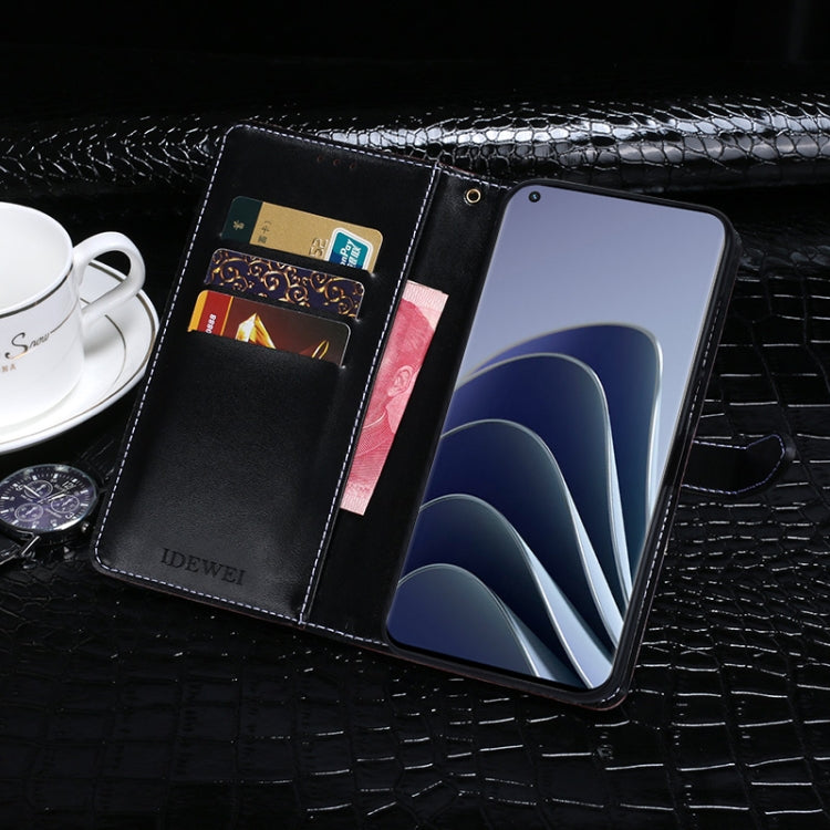 Black crocodile-texture flip phone case with card slots and magnetic clasp