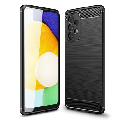 Black brushed carbon-fiber TPU phone case with camera cutouts and raised edge guards
