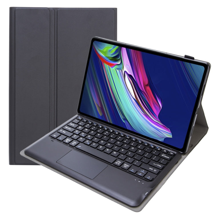 Detachable Bluetooth keyboard tablet case with dark cover and built-in touchpad