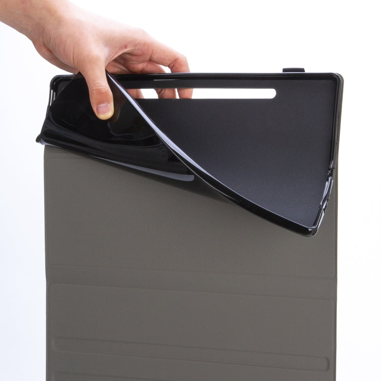 Detachable Bluetooth keyboard tablet case with hinged front cover and smooth protective shell