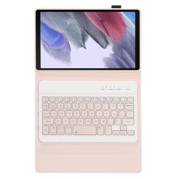 Pink detachable Bluetooth keyboard case for Galaxy Tab A7 Lite 8.7 with tablet on stand