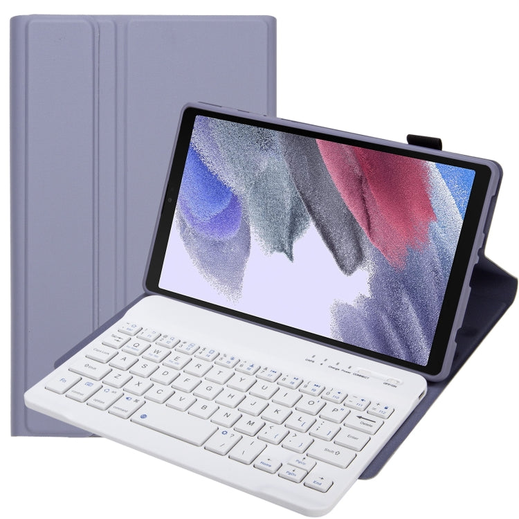 Candy color detachable Bluetooth keyboard tablet case with stand, lavender with white keys