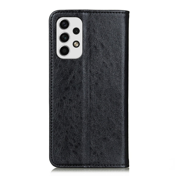 Magnetic flip leather phone case, black, camera cutout on back