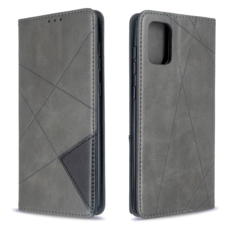 Light gray leather phone case with diamond pattern, flip cover and cutout