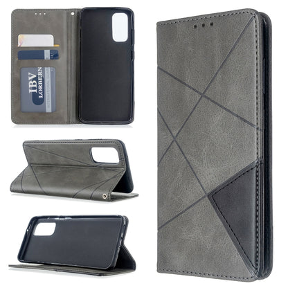 Grey leather wallet phone case with card slots and flip cover