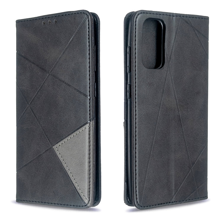 Dark blue leather phone case with diamond pattern, flip cover and cutout