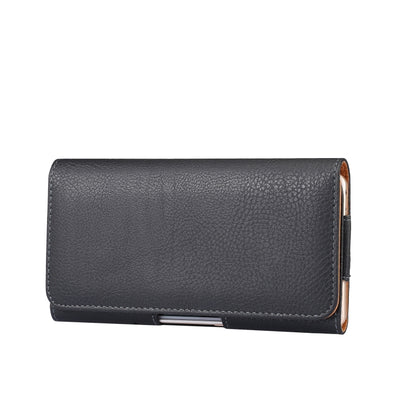 Black textured phone wallet case with flip flap and side opening, for 6.7–6.9 in phones