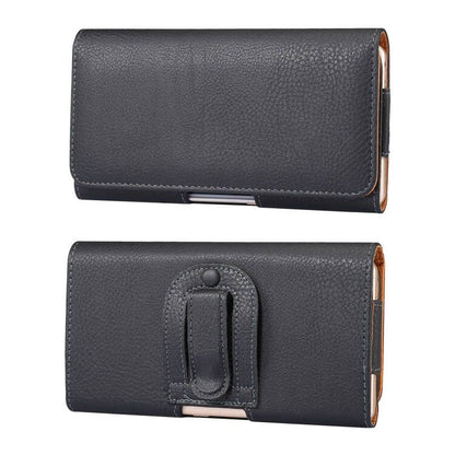 Black textured phone wallet case with visible front strap and side cutout, for 6.7–6.9 in
