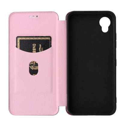 Pink magnetic flip phone case with inner card slot and black back panel
