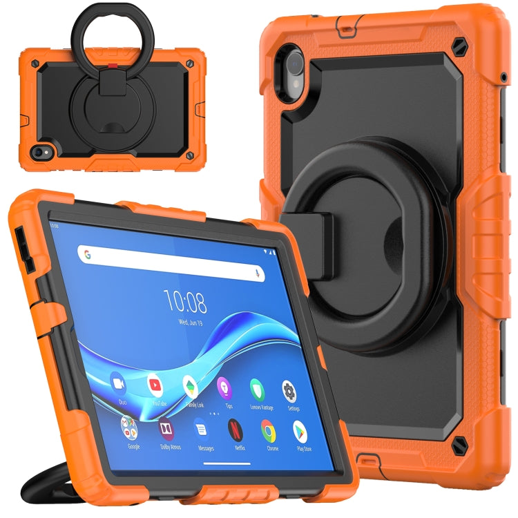 Rugged tablet case with ring handle, orange and black, for Lenovo M10 Plus X606F