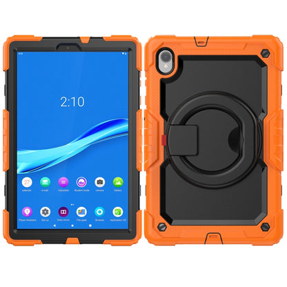 Rugged tablet case with 360 ring grip, orange and black, for Lenovo M10 Plus X606F