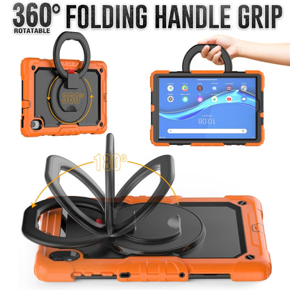 Rugged folding tablet case, orange and black, with 360 grip and stand, Lenovo M10 Plus