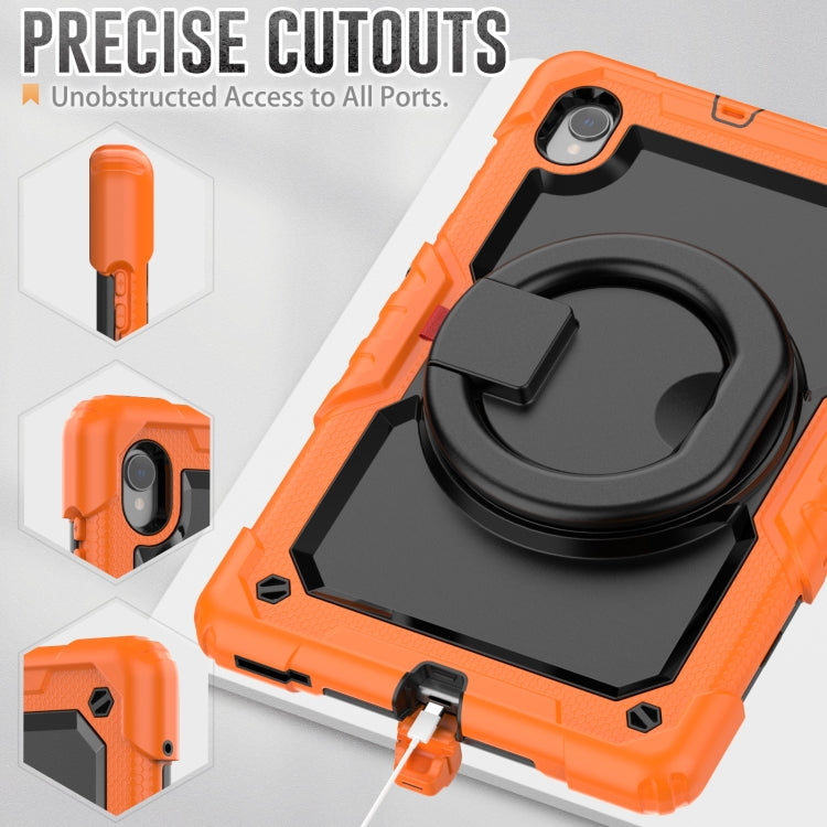 Rugged tablet case with precise cutouts, orange and black, ring grip for Lenovo M10 Plus