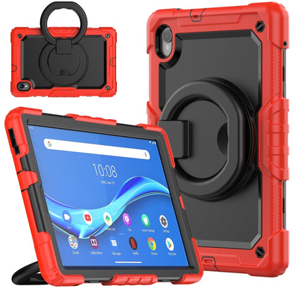 Rugged tablet case with ring handle, red and black, for Lenovo M10 Plus X606F