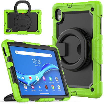 Rugged tablet case with ring grip, yellow green and black, for Lenovo M10 Plus X606F