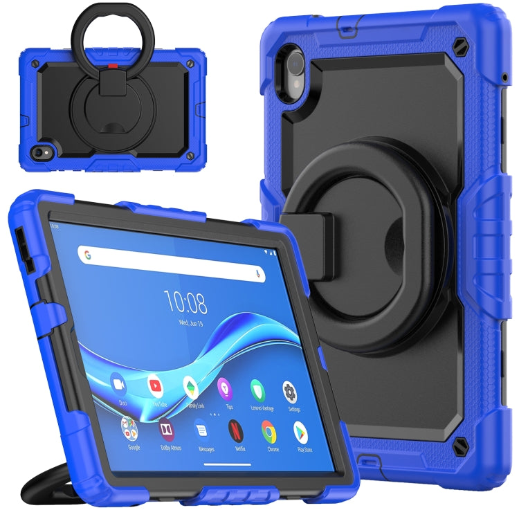 Rugged tablet case with ring handle, blue and black, for Lenovo M10 Plus X606F