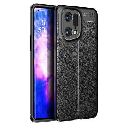 Black TPU phone case with litchi-texture grip and raised camera bezel
