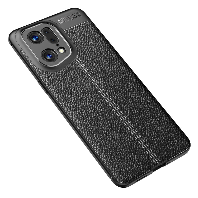 Black litchi-texture TPU phone case, angled view of back and camera cutouts