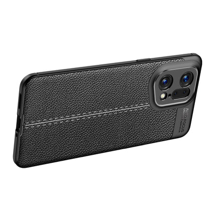 Black TPU phone case with litchi texture and camera module protection
