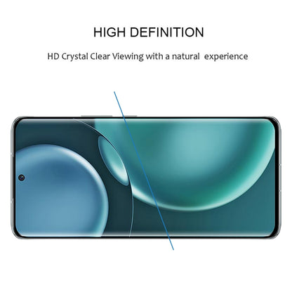 Clear tempered glass screen protector with curved edge coverage and edge-to-edge fit