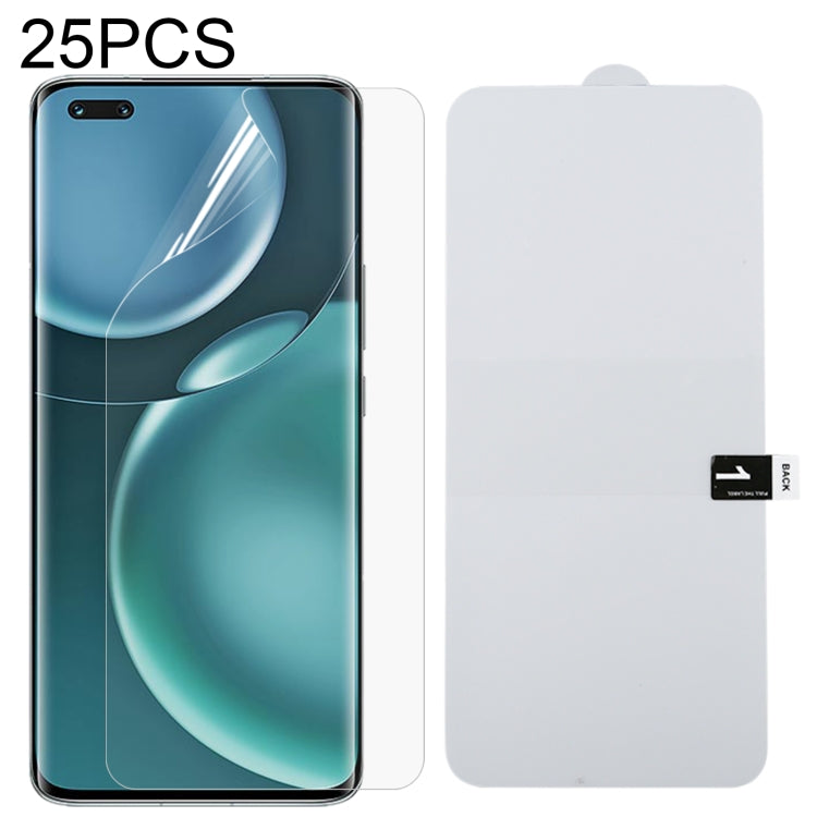 25-piece full-coverage hydrogel screen protector set with phone front and spare film