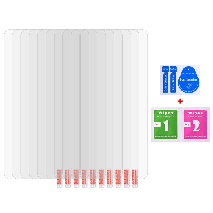 Tempered glass film set (50 pcs) with cleaning wipes in a small kit