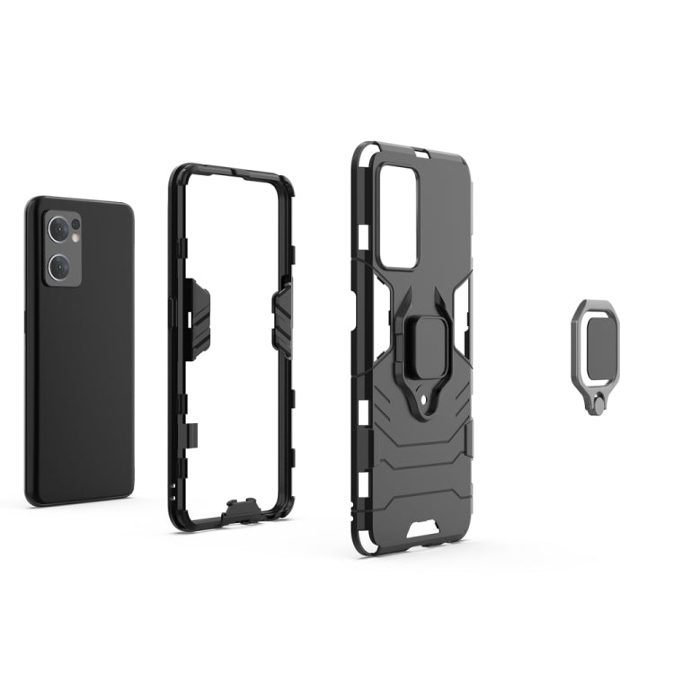 Black protective phone case with magnetic ring holder and open camera cutouts