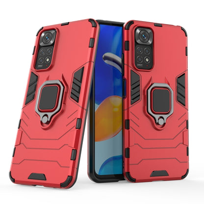 Red rugged shockproof phone case with magnetic ring holder, TPU+PC armor