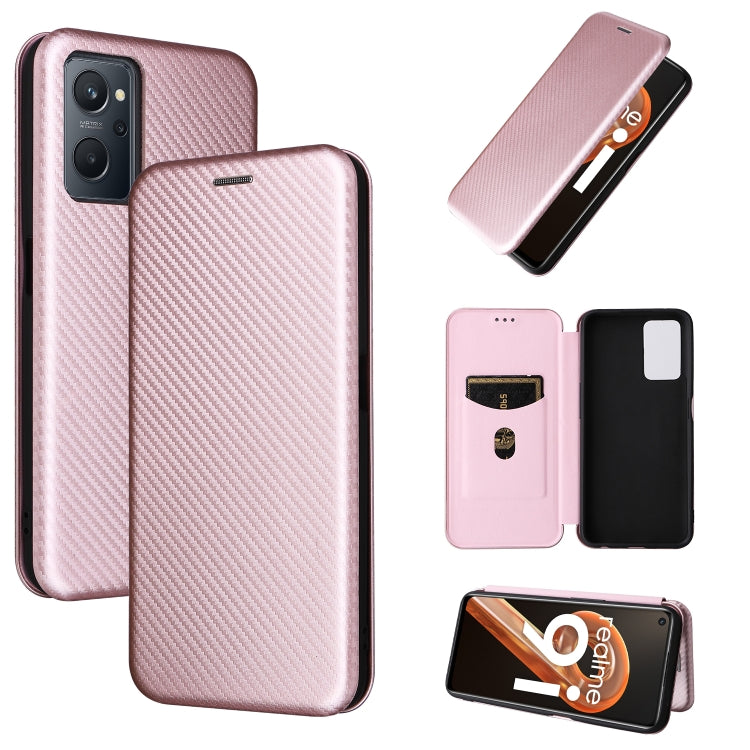 Pink carbon fiber texture magnetic flip phone case with camera cutouts