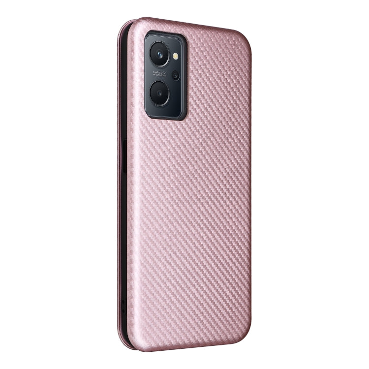 Pink carbon fiber texture flip phone case with camera cutout on back