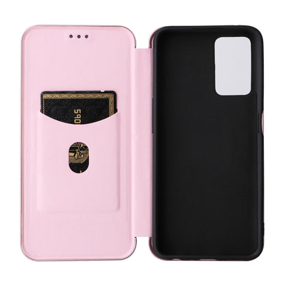 Pink magnetic flip phone case open view with card slots and black inner cover