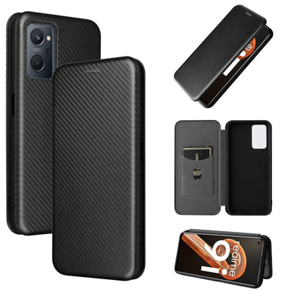 Black carbon fiber texture magnetic flip phone case with camera cutouts