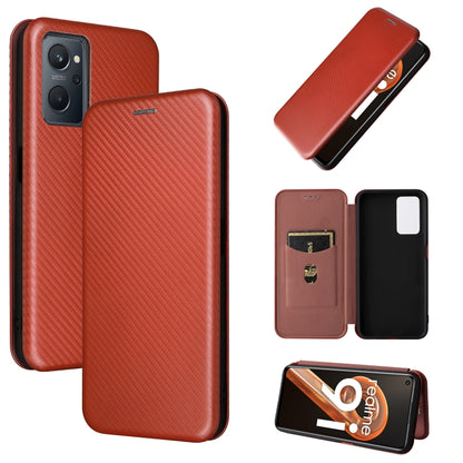 Orange magnetic flip phone case with carbon fiber texture and card holder flap