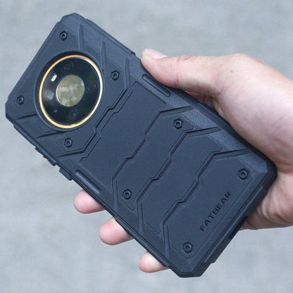 Shockproof graphene phone case with textured armor and camera-ring cutout, dark finish