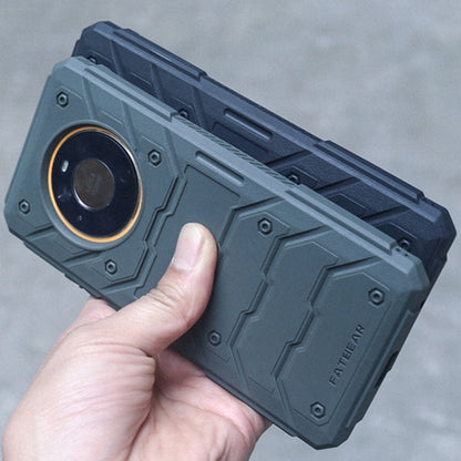 Rugged phone case with front lip protection and camera-ring area on dark armor
