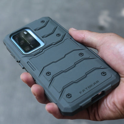 Shockproof phone case close-up of camera cutout and embossed back panel