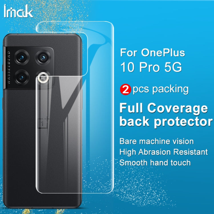 Clear hydrogel back protector film on black OnePlus phone with camera cutouts