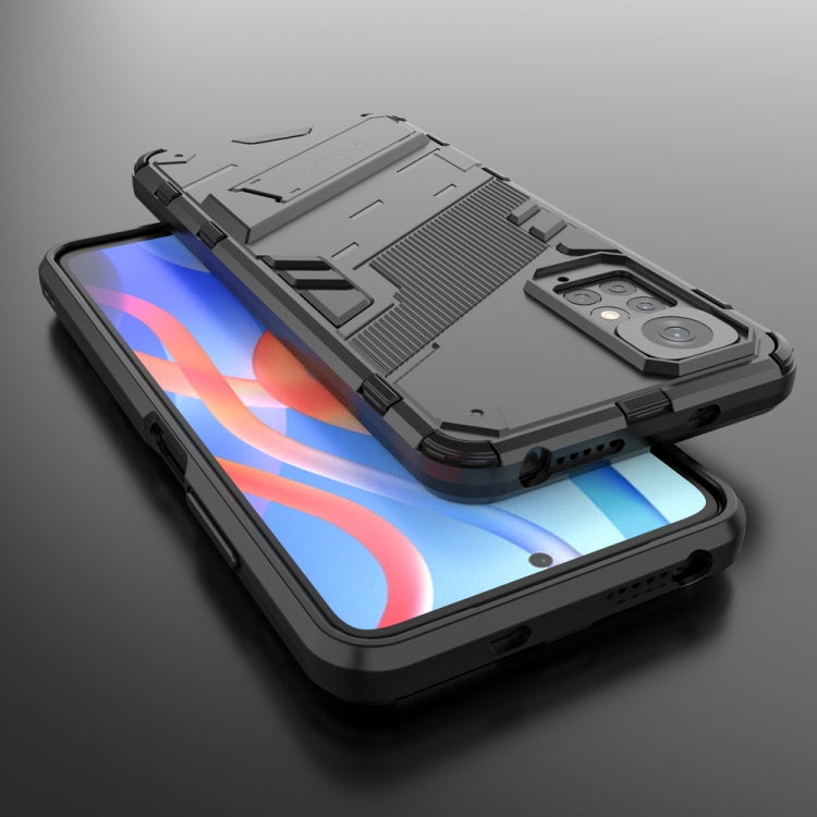 Rugged black phone case with kickstand and TPU shock protection