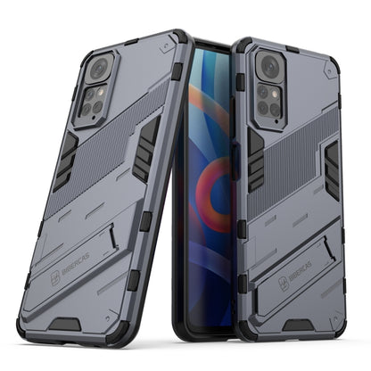 Rugged gray phone case with raised corners and camera cutouts