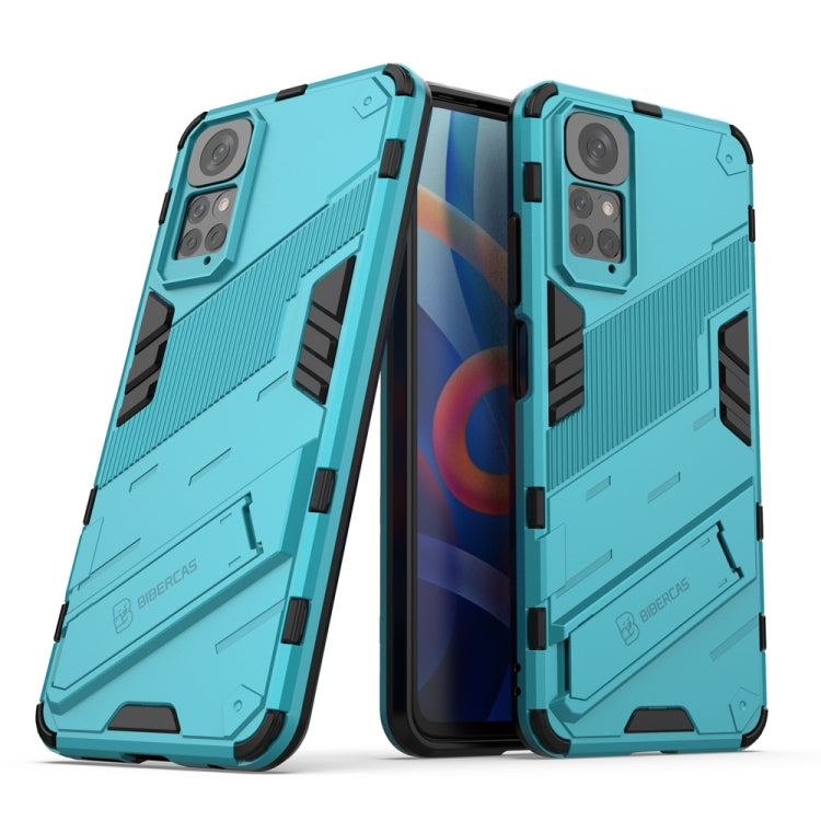 Turquoise shockproof phone case with holder, rugged armor 2-piece style