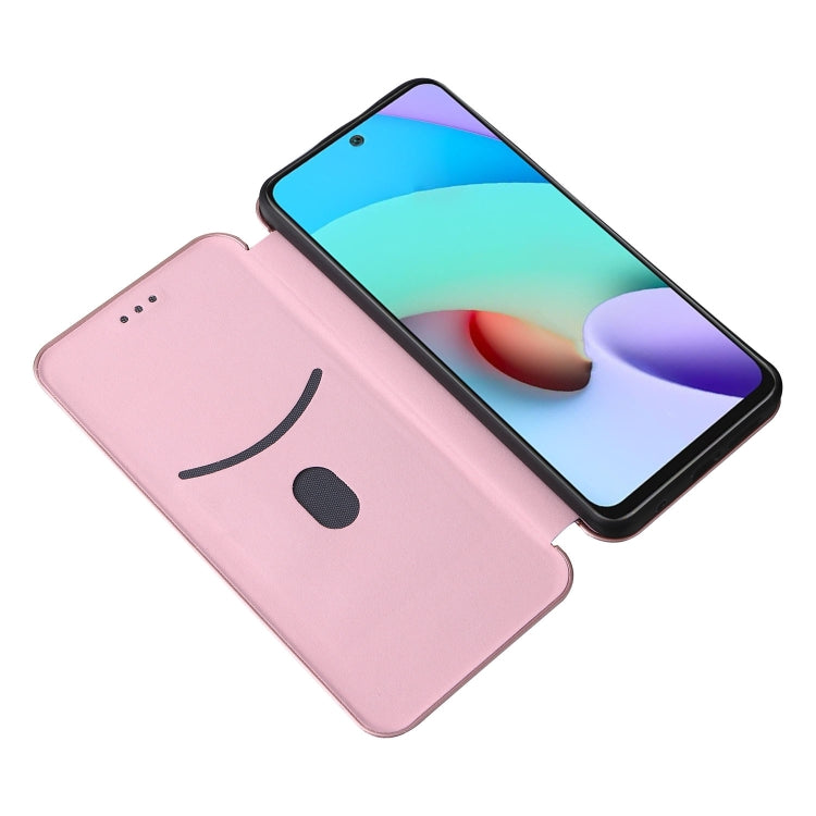Pink magnetic flip phone case with phone front showing face icons on flap