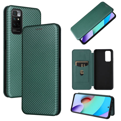 Green carbon-fiber textured magnetic flip phone case set with phone and wallet flap