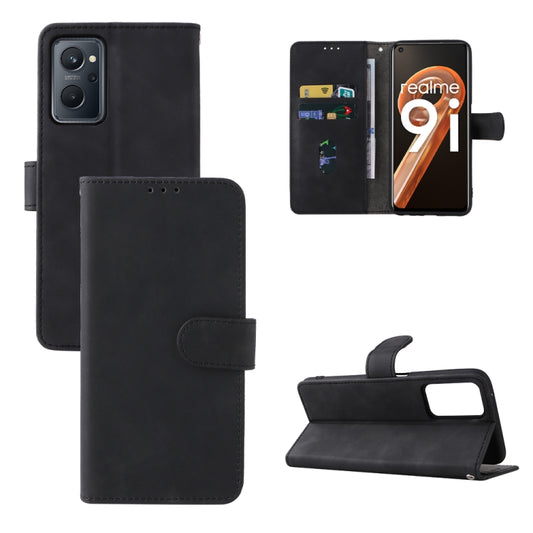 Black leather folio phone case with magnetic buckle, front cover and camera cutouts