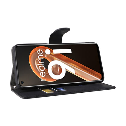 Black leather folio phone case with magnetic buckle, stand cover and camera opening