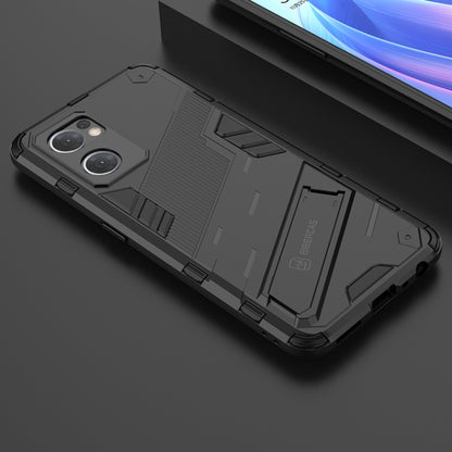 Dark gray rugged phone case with textured armor grip and camera lens openings