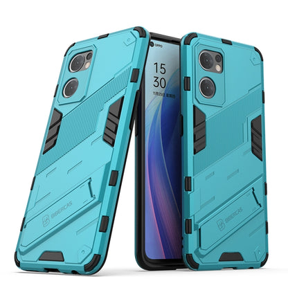 Teal rugged phone case with TPU shockproof armor and raised camera protection