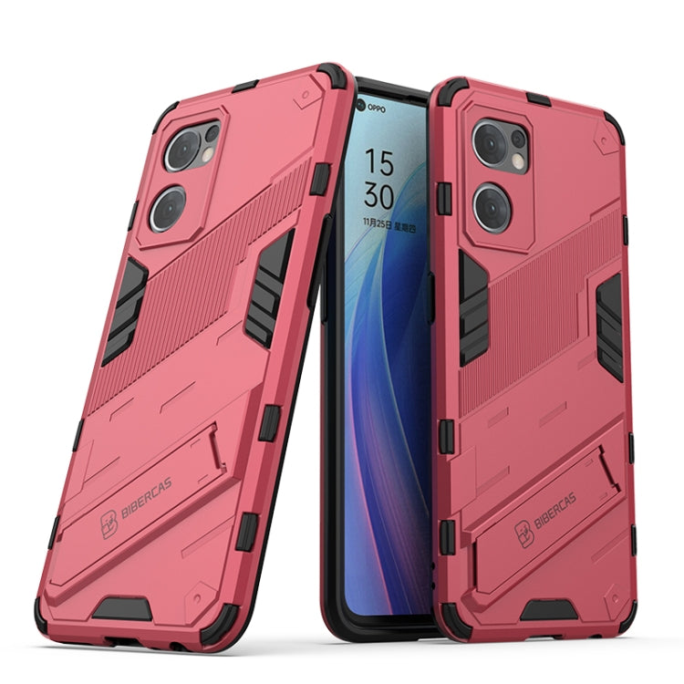 Rose-red rugged phone case with TPU shockproof armor and raised camera protection