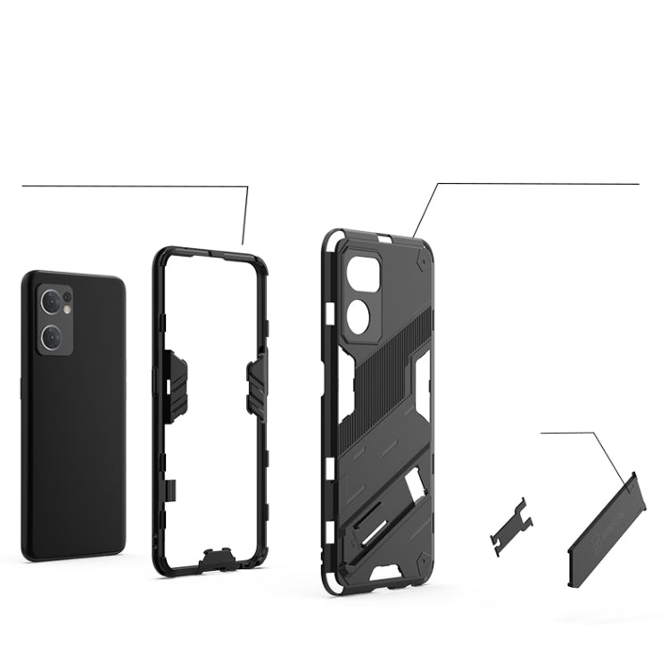 Black shockproof phone case with invisible holder, plus extra backplate pieces